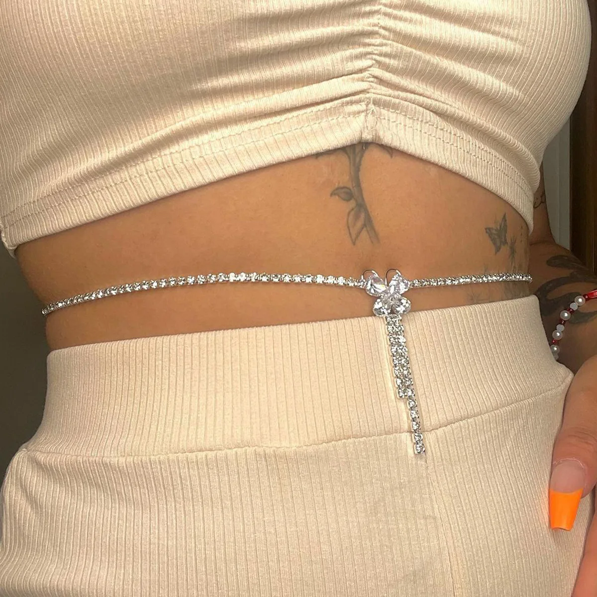 

Fashion gold plated rhinestone beach butterfly waist chain jewelry women, Picture