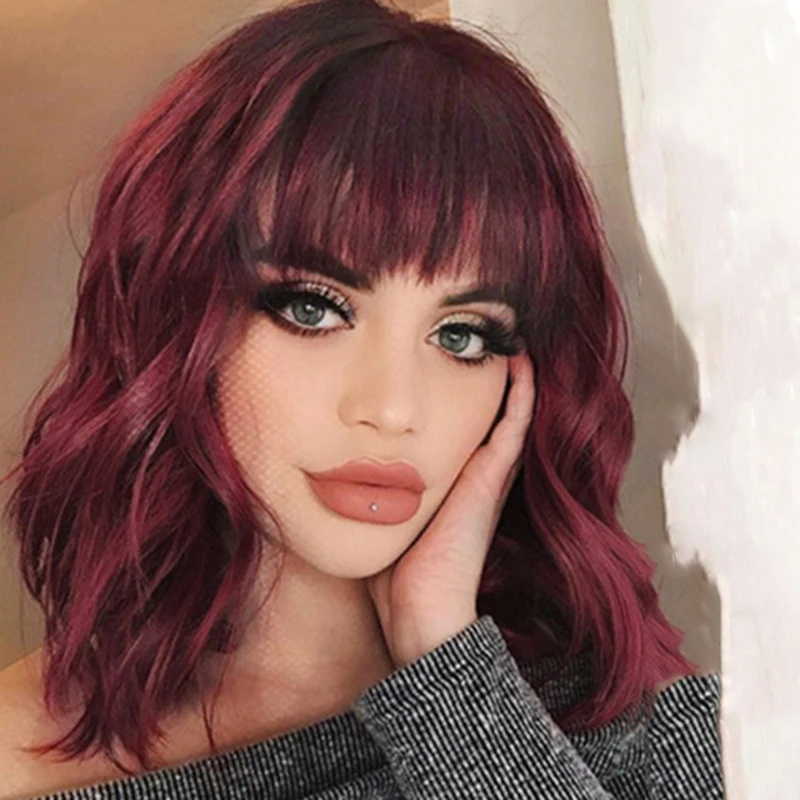 

Wholesale European And American Women Synthetic Short Curly 9 Colored Bob Headband Wig