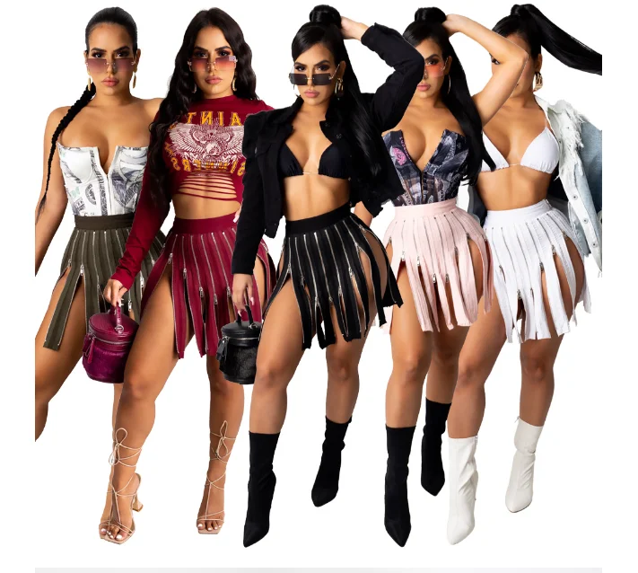 

Bunny BN-8818 sexy street style short skirt high waist zipper slim European and American girls skirt woman clothing, Blue