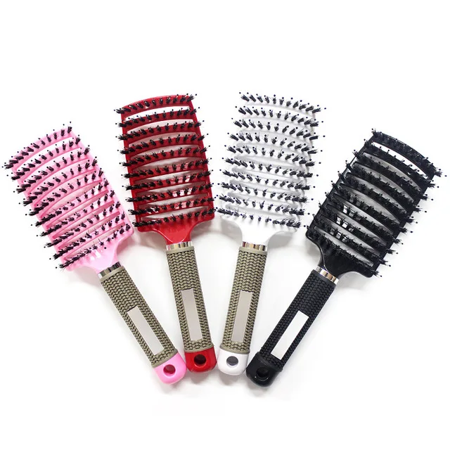 

Anti-Static Curved Round, Metal Hair Extension Wig Massage Private Label Ionic Custom Logo Detangling Wide Tooth Hair Brush Comb