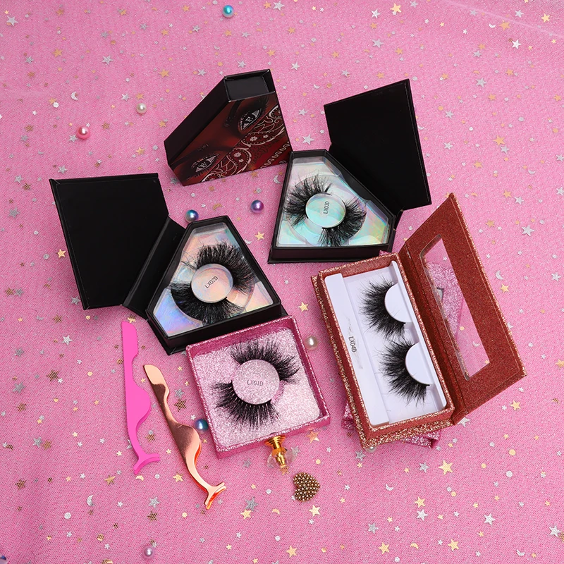 

Hot sale 25 mm fluffy mink eyelash vendor luxury 3d mink eyelashes private label wholesale 6d full strip lashes with lash box, Black