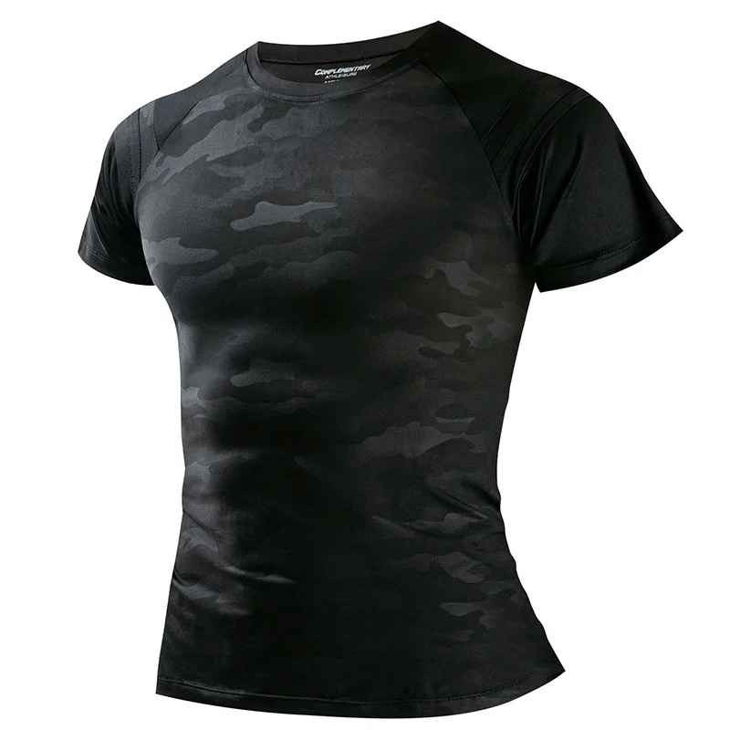 

hot Wholesale Customize logo Casual Men's Quick Dry tshirt Breathable Sports Slim Wear Running Gym Training Camouflage Short Sleeves