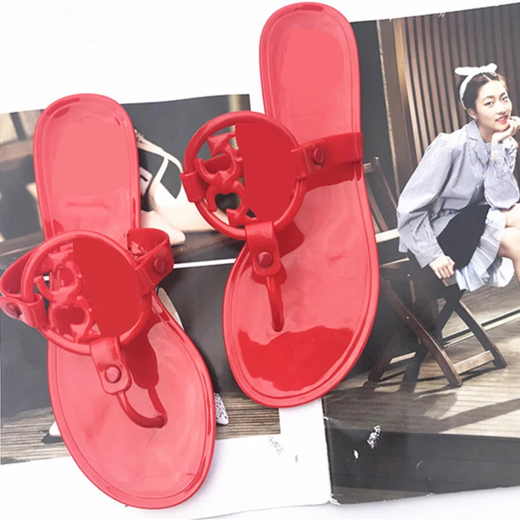 

2022 New TB Ladies Flat Summer Beach Shoes Fashion Designer Flat Sandals Women'S Jelly Shoes Flip Flops Slippers