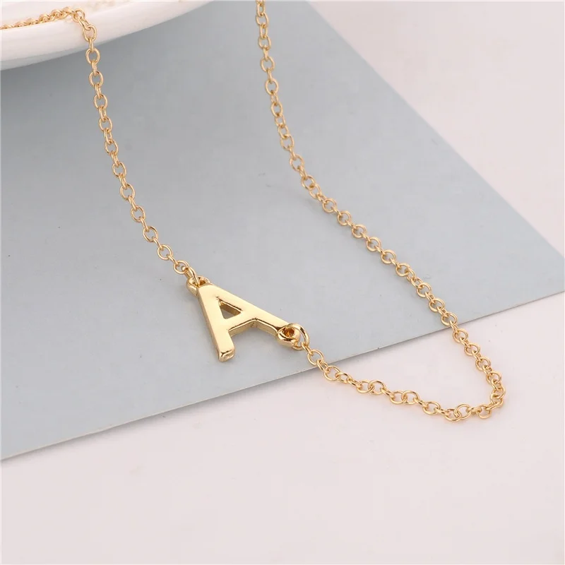 

Sideways Initial Necklace 18k Gold Plated Stainless Steel Big Letter Script Name Monogram Pendant Necklace for Women Gift, Silver/gold