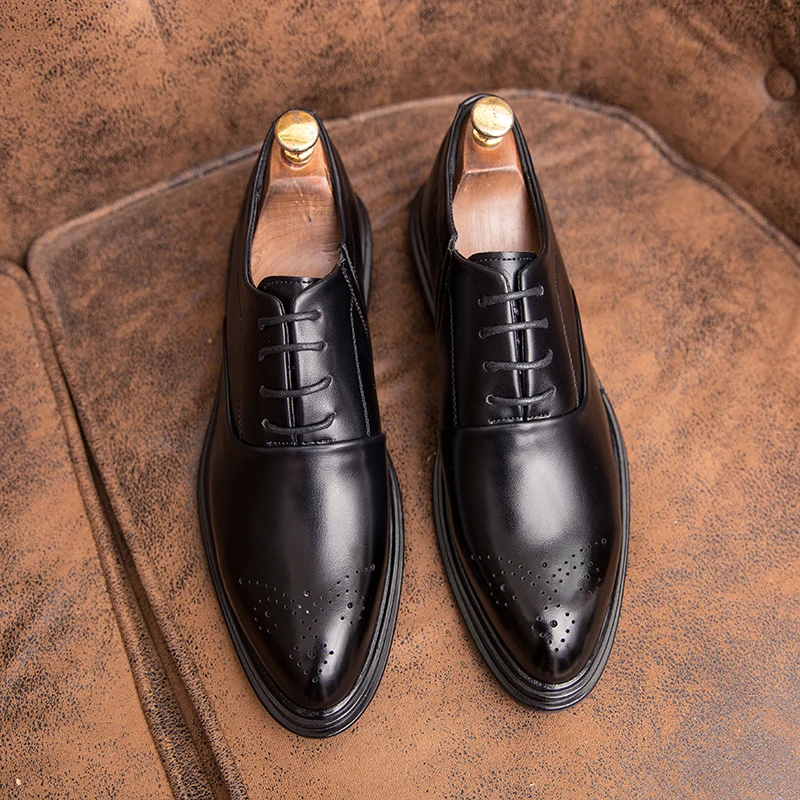

Original Stock dress shoes men genuine leather with custom logo, Brown;black