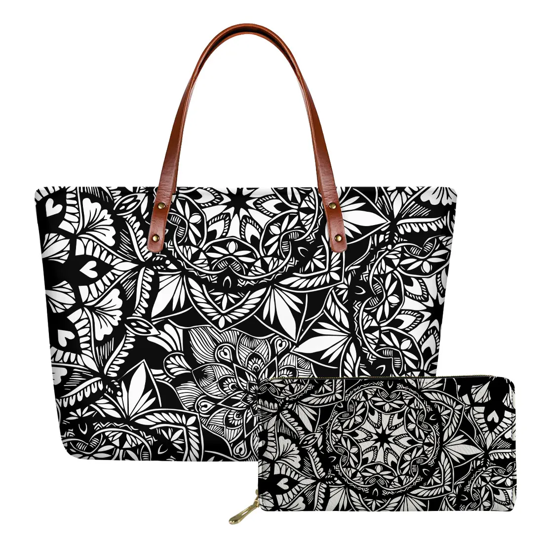 

Direct Selling West Hawaiian Polynesian Tribal Mandala Style Luxury Handbag Set Ladies Fashion Office Bag Set Handbags On Demand, Customized color