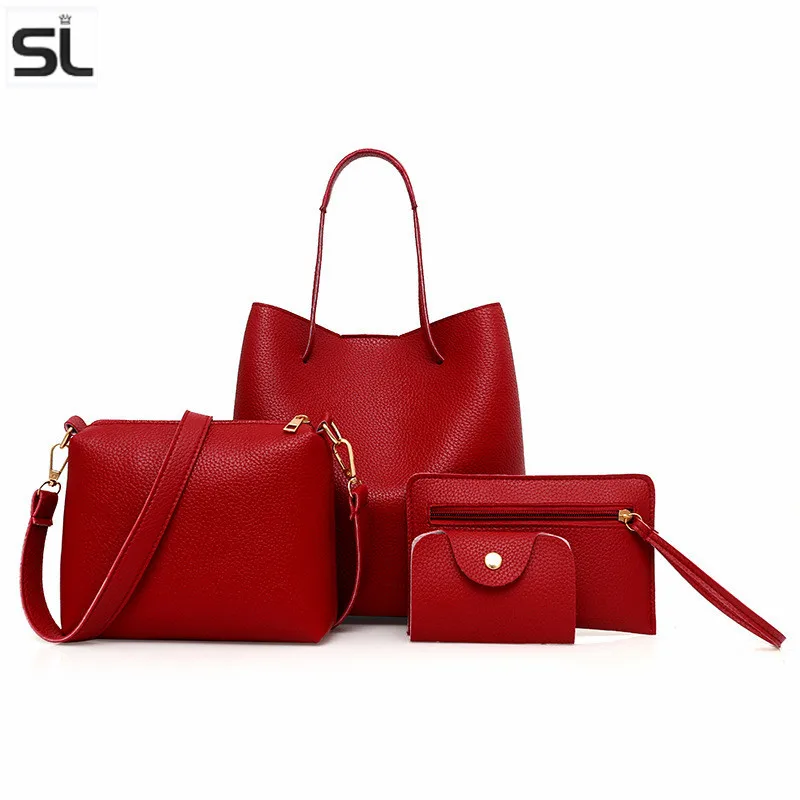 

Fashion 4Pcs/Sets women hand bag, PU leather female handbag