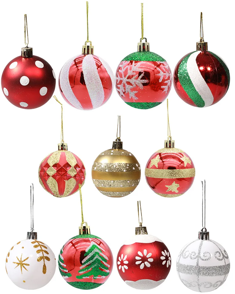 

Hot Selling Christmas Tree Balls 6PCS Set 6cm Baubles Xmas Tree Hanging Ornament Home Party Decoration Christmas Snow Balls