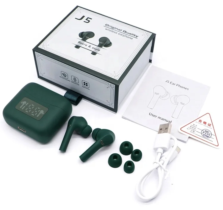 

TWS BT5.0 LCD Earphone Wireless Waterproof Headset Stereo Earbuds J5