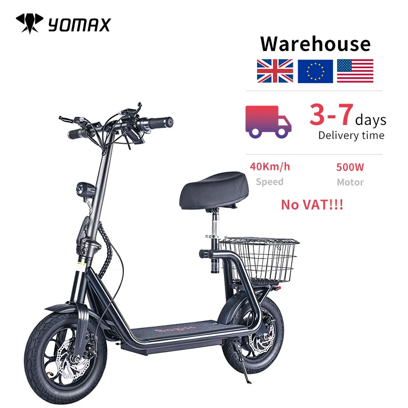 EU UK Warehouse 600W 48V 12 Inch Fat Tire Electric Scooter With Seat Powerful 12'' Two Wheel Escooter kick scooters