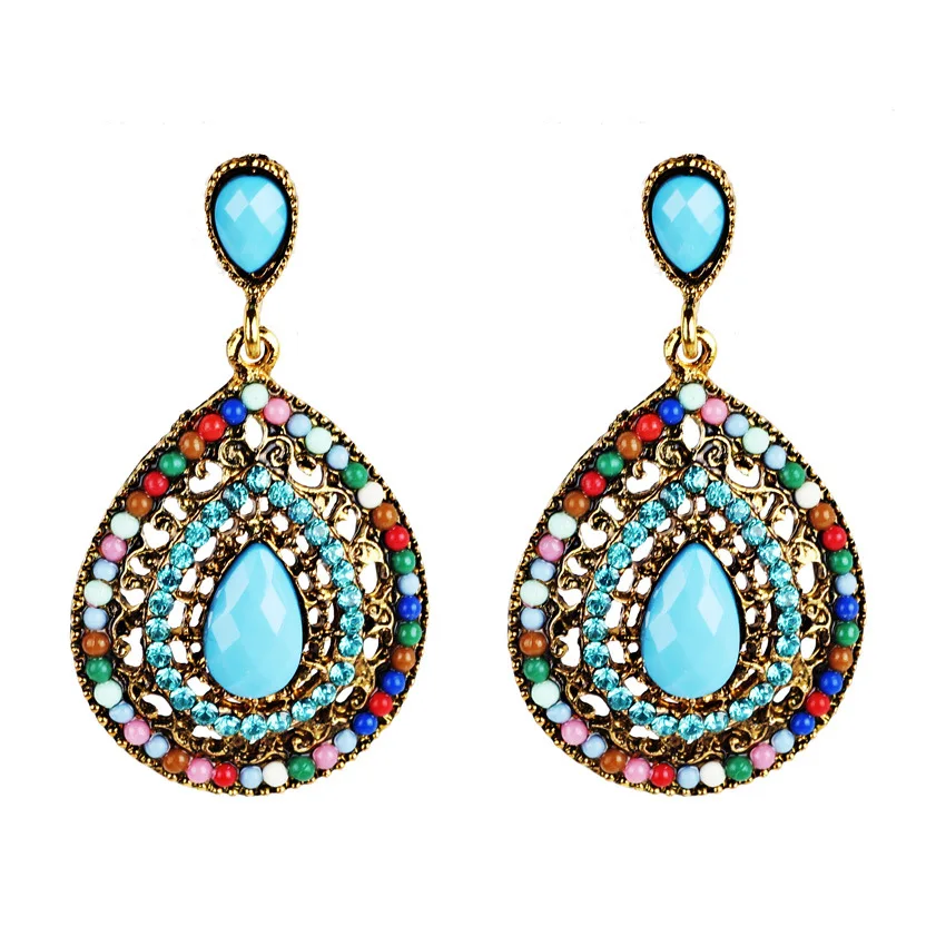 

JUHU Explosions Earrings European And American Original Single Earrings Bohemian Wind Full Of Water Drops Earrings