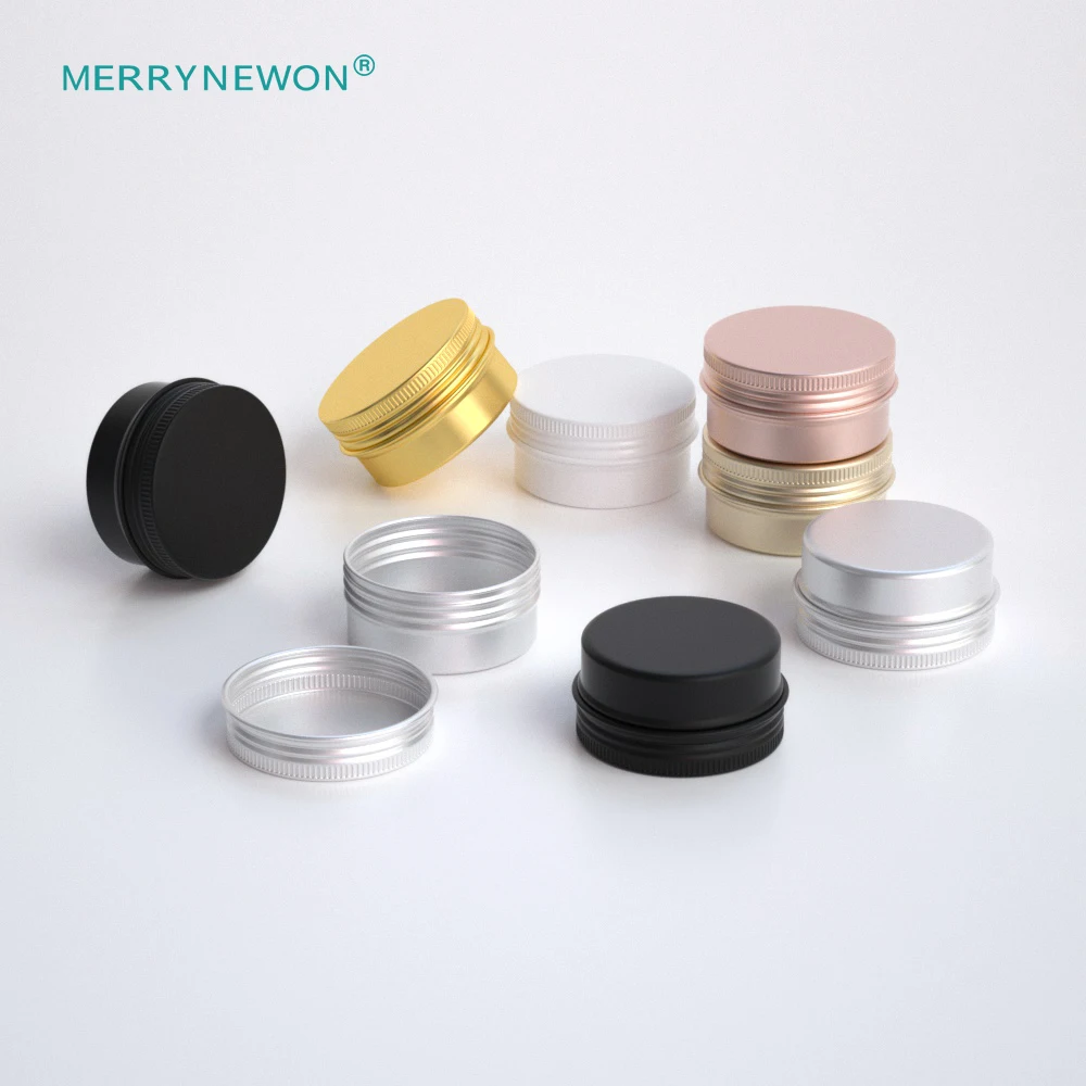 

portable container packaging lip balm jar black metal aluminum tin cans for cosmetic cream 20ml 20g