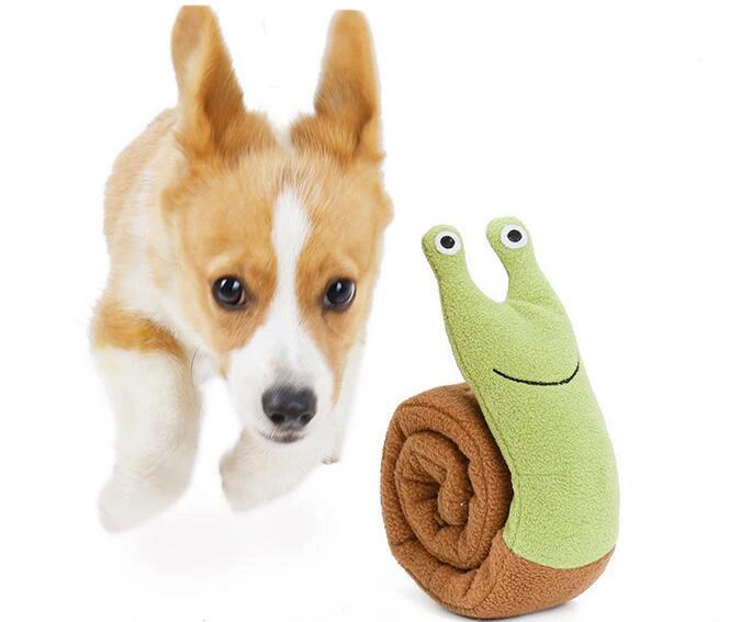 

Puppy Dog Plush Toys Molars Snail Squeak Training Play Slow Food Hidden Puzzle Dog Toys, Picture