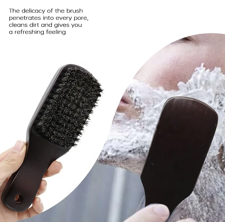 

Wood Handle Boar Bristle Cleaning Brush Hairdressing Beard Brush Anti Static Barber Hair Styling Comb Shaving Tools for Men