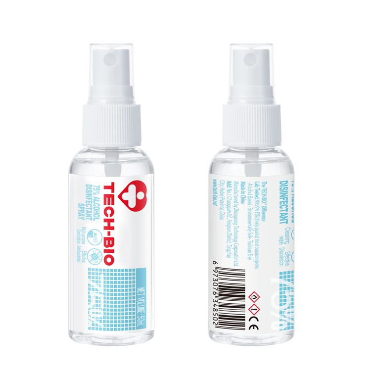 

Private brand techbio alcohol 75% spray spray disinfection spray can destroy bacteria and viruses, Clear