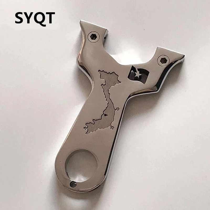 

304 Stainless Steel Mirror Polished Slingshot Custom Map Outdoor Competitive Hunting Catapult Slingshot Wire Cutting Process