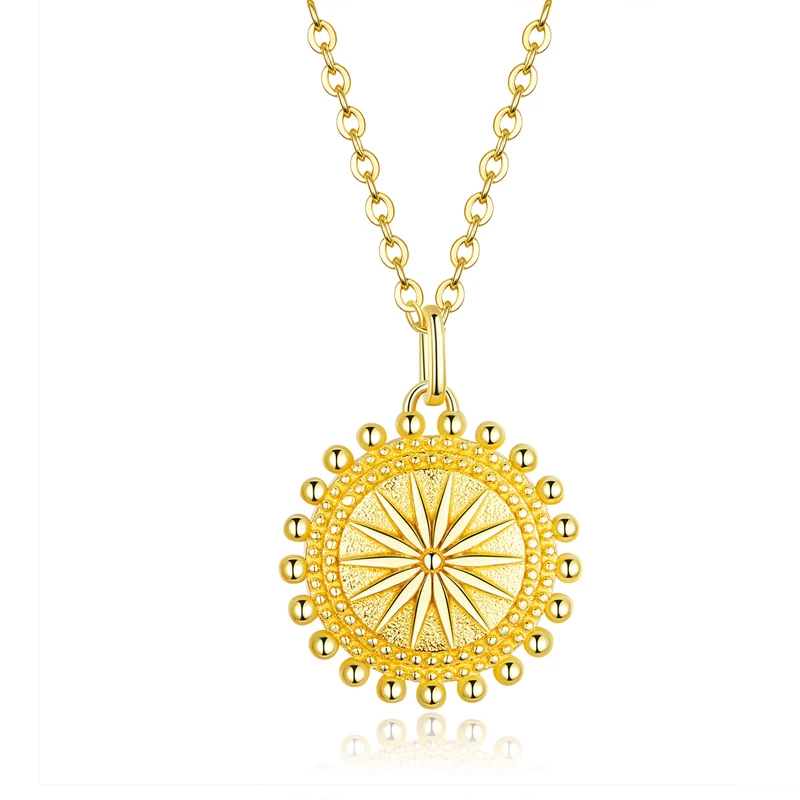 

Fashion Big Gold Flower 14K Yellow Gold Polished Gold Filled Jewelry Sterling Silver 925 Necklace for Gifts