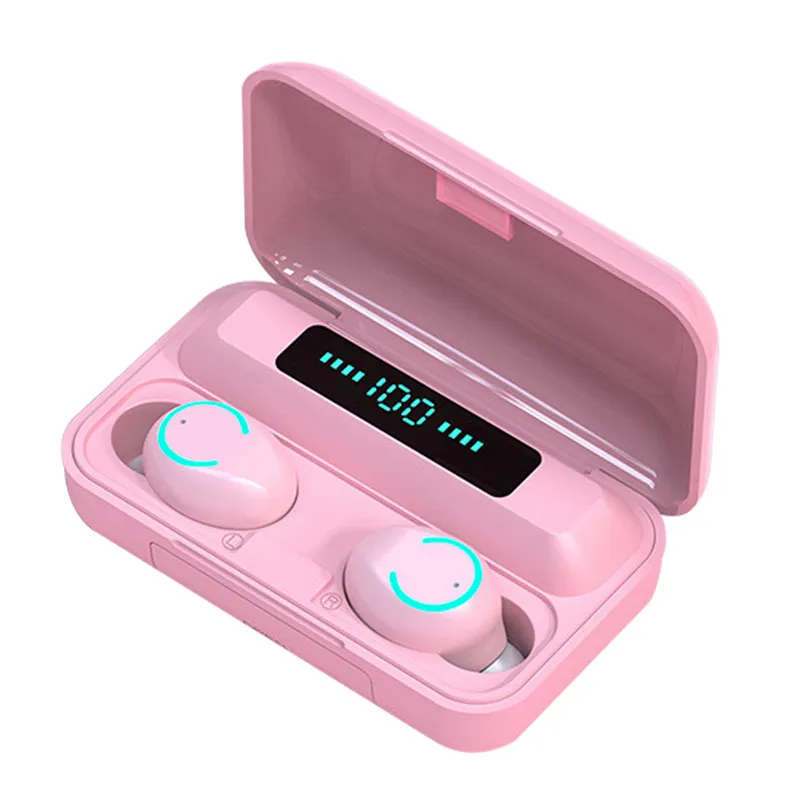 

2021 color earbuds case tws f9-5 wireless sport waterproof stereo touch gaming 2 in1 bt 5.0 earphone f9