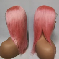 

Pink Straight Human Hair Lace Front Wigs Natural Hairline Soft Peruvian Virgin Remy Hair Wigs for Black Women 10"- 24"