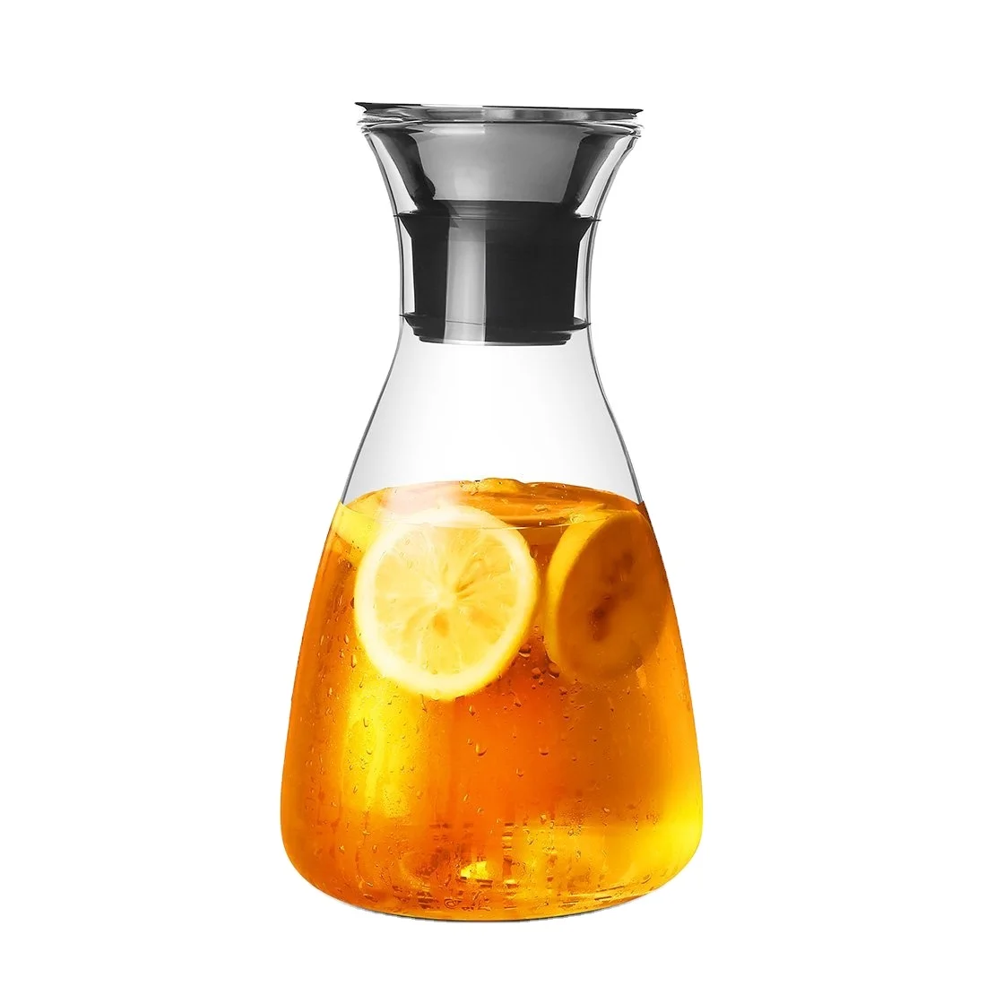 

Wholesale 50 Oz / 1.5 LGlass Water Carafe and Drink Infuser with Stainless Steel Filter Lid Borosilicate Glass Iced Tea Pitcher, Transparent
