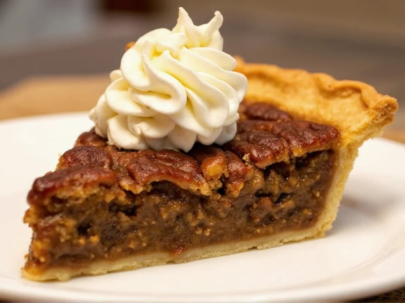 Sliced pecan pie with bourbon swirl