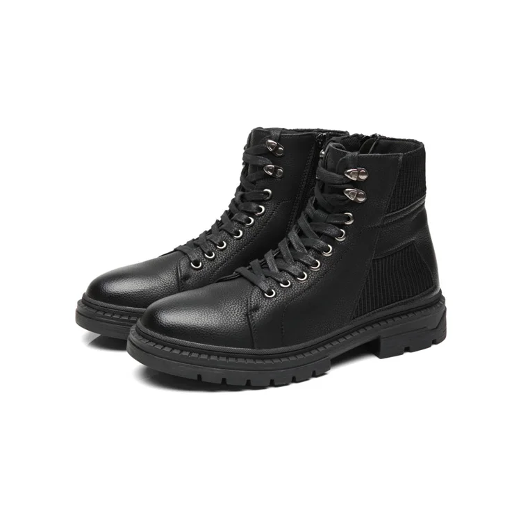

Men's Casual Shoes Lace-Up Martin Boots with Side Zipper Style, Black