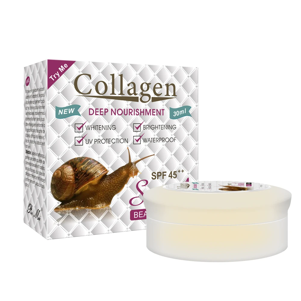 

30g Snail Collagen Face Beauty Cream Face Care Whitening Brightening Waterproof with SPF 45 UV Protection Wholesale