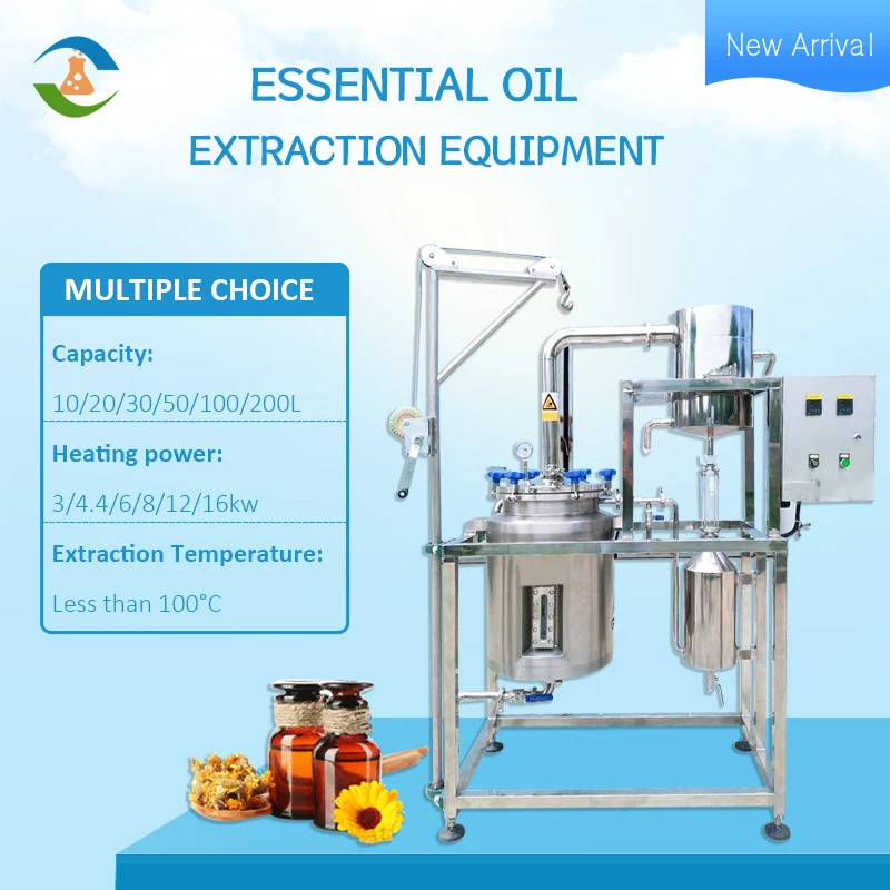 New Steam Distillation 10-200 Liters Essential Oil Extracting Machine for Sale