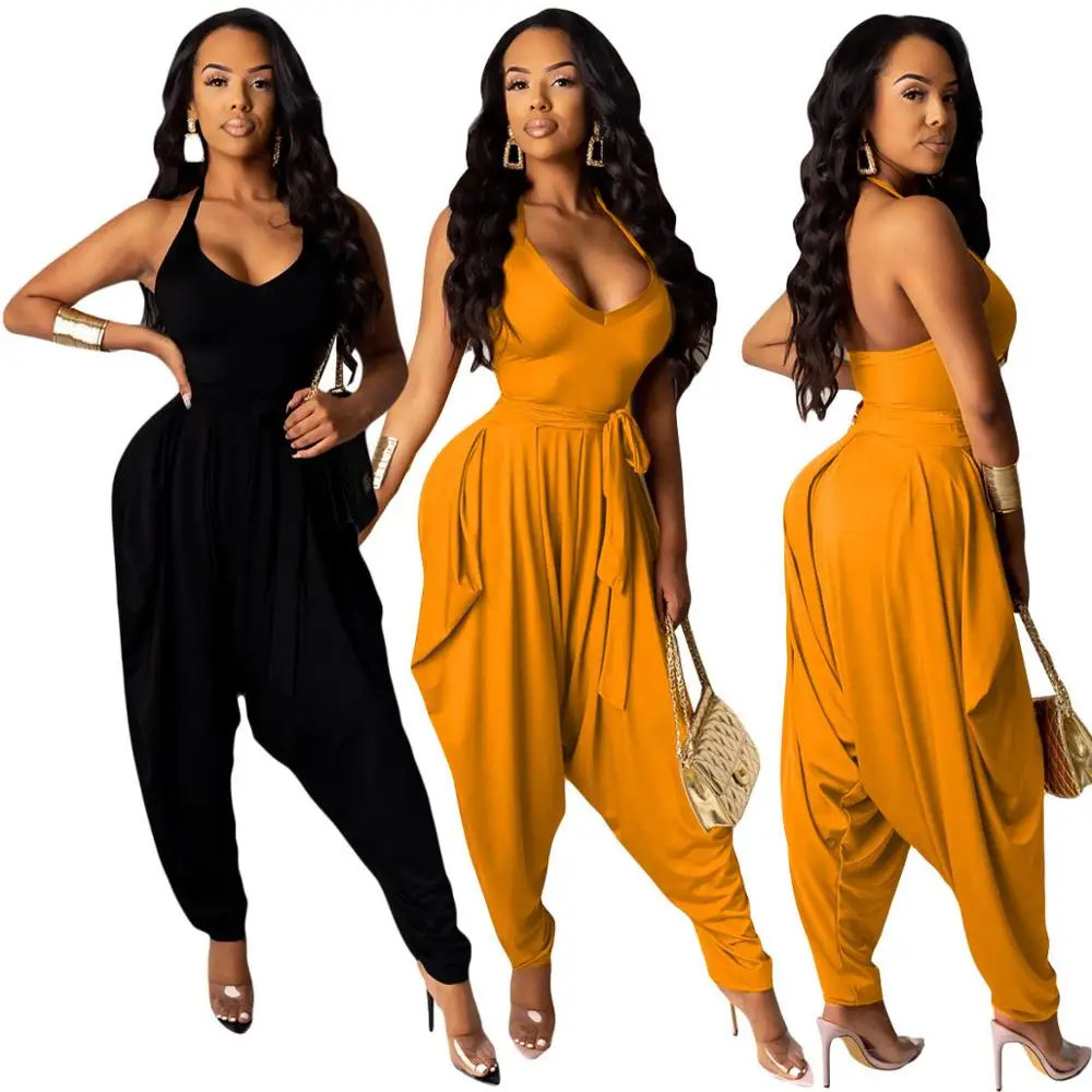 

20205-MX92 sehe fashion casual halter design harem jumpsuit women