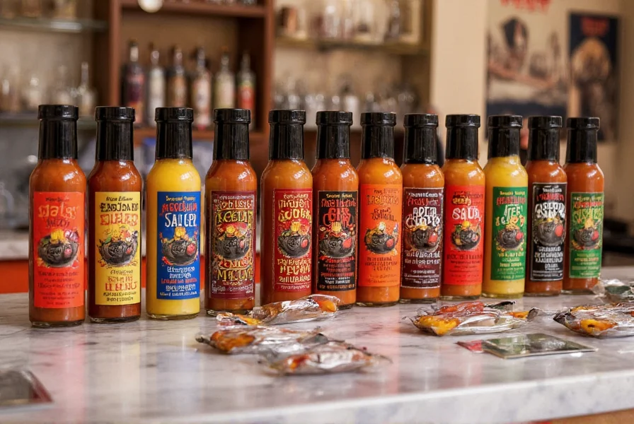 Chili Klaus reviewing hot sauces with professional tasting notes and heat level indicators