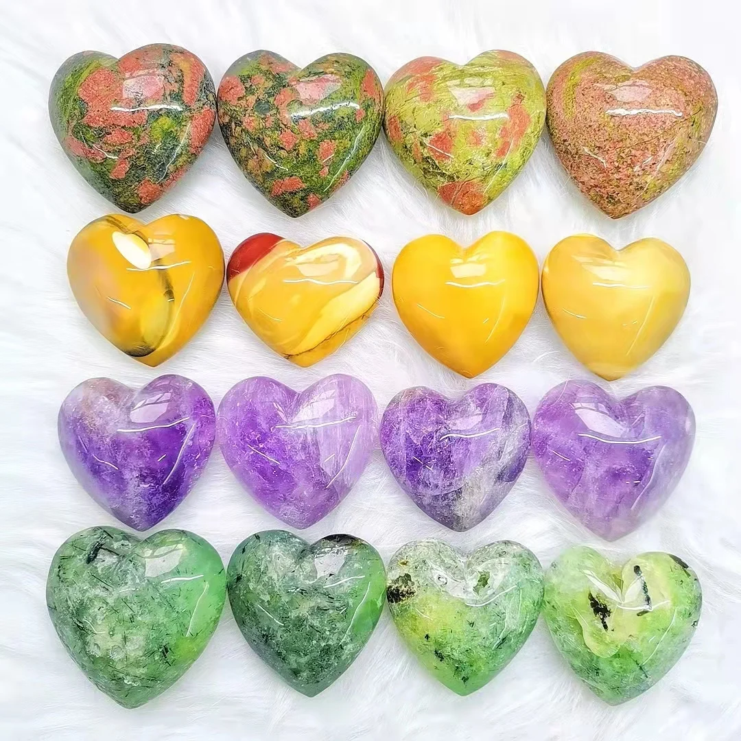 

Wholesale Natural Beautiful Polished Crystals Healing Heart Gemstone Hearts Carving Crafts For Decoration Collection