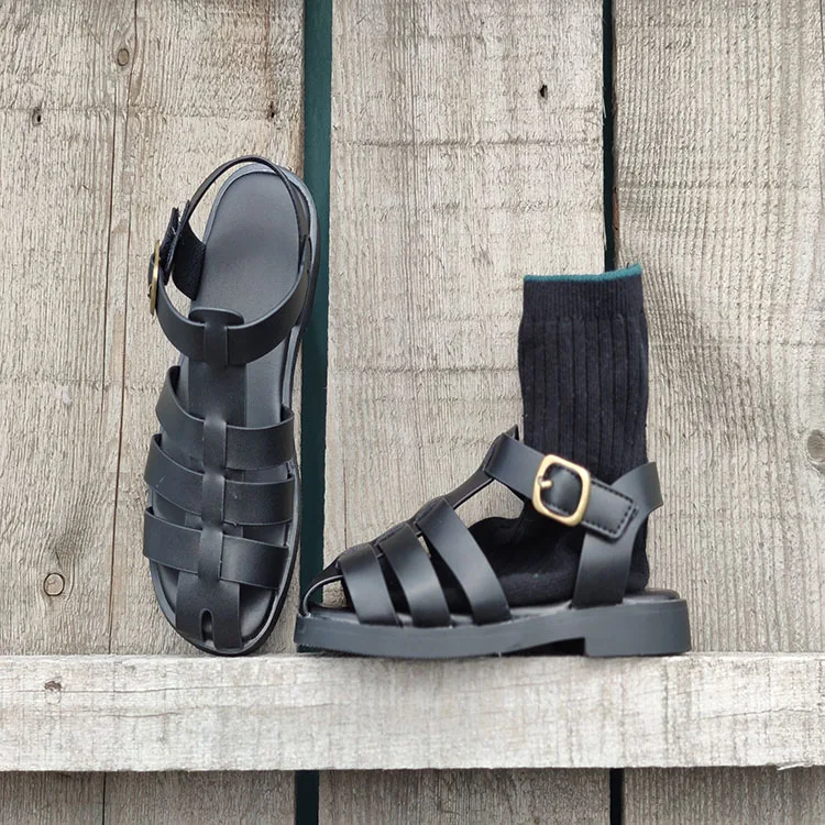 

Children's bag, Roman wind, sandwear, word buckle fashion soft bottom breathable wild flat beach shoes