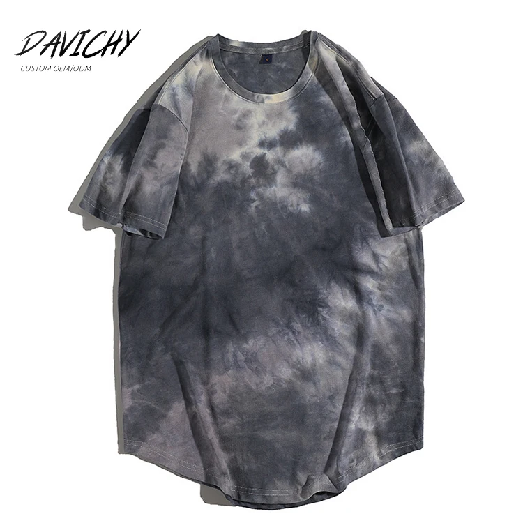 

2021 Summer Short Sleeve T Shirt Men Oversized Plus Size High Street Black tie-dye t-shirt Cotton Unisex T Shirts