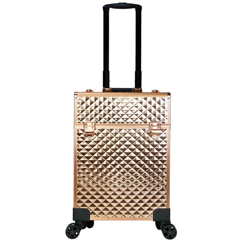 

waterproof shockproof aluminum casese Trolley Cosmetic Makeup cases beauty hree-layer foldable professional case portable