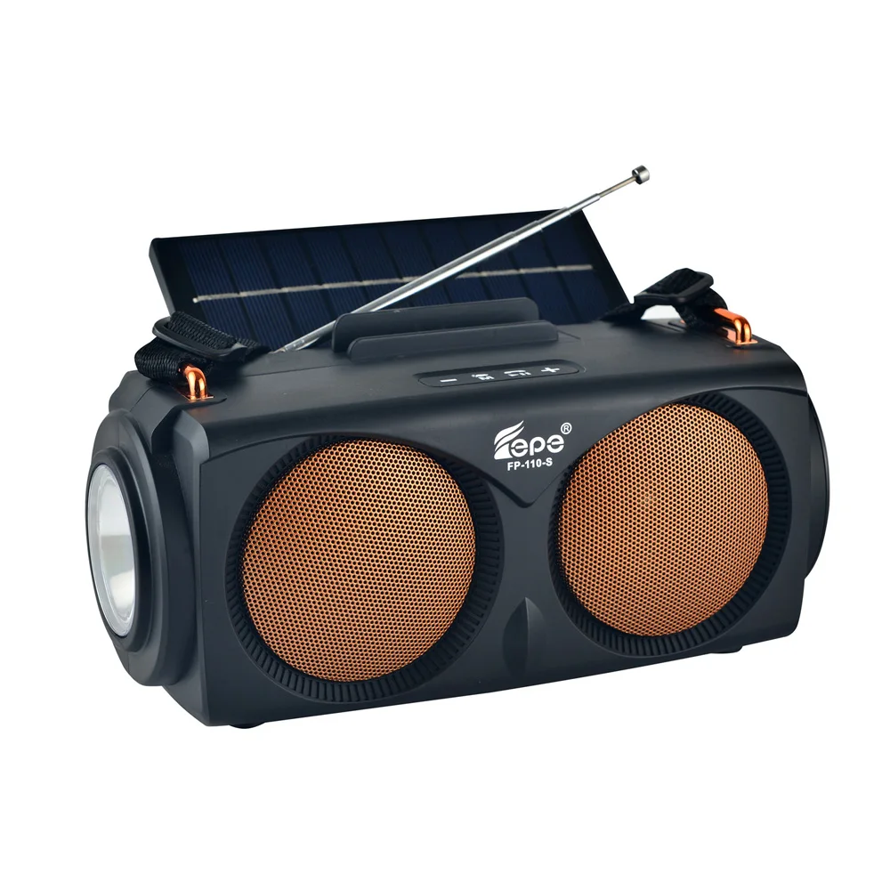 

2021 Newest Fepe Stereo Fm Radio Solar Wireless Speaker With Led Light