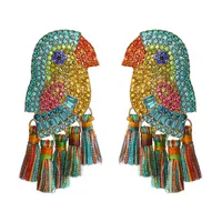 

Fashion Bird Shape Thread Tassel Crystal Parrot Rhinestone Earrings