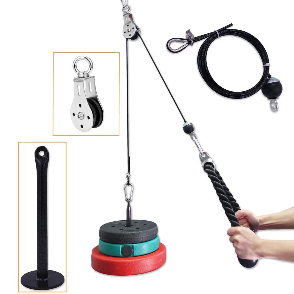 

Fitness Arm Biceps Triceps Blaster Rope System Hand Strength Training Home Gym DIY Pulley Cable Machine, Common