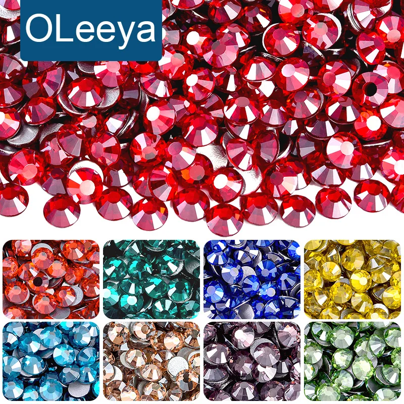OLeeya Factory Wholesale 400 Colors Stones Satin Colors Glass Flat Back Crystals Non Hot Fix Rhinestones for Nail Art Decoration