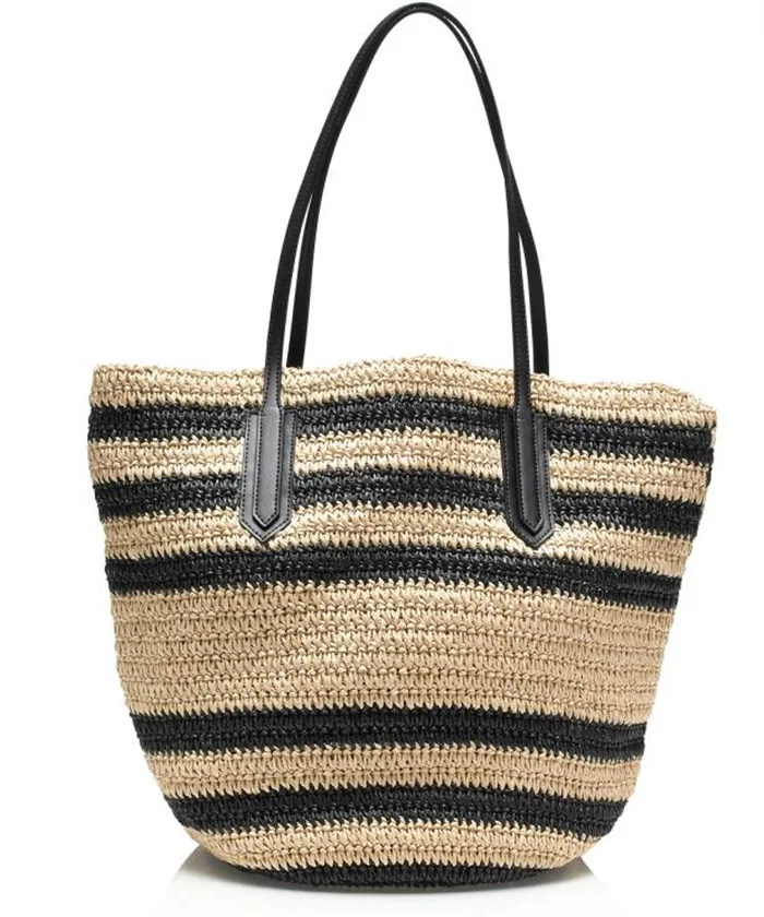 

Women Summer Handbag Clear PVC Bag PP Straw Beach Bag With Rope String