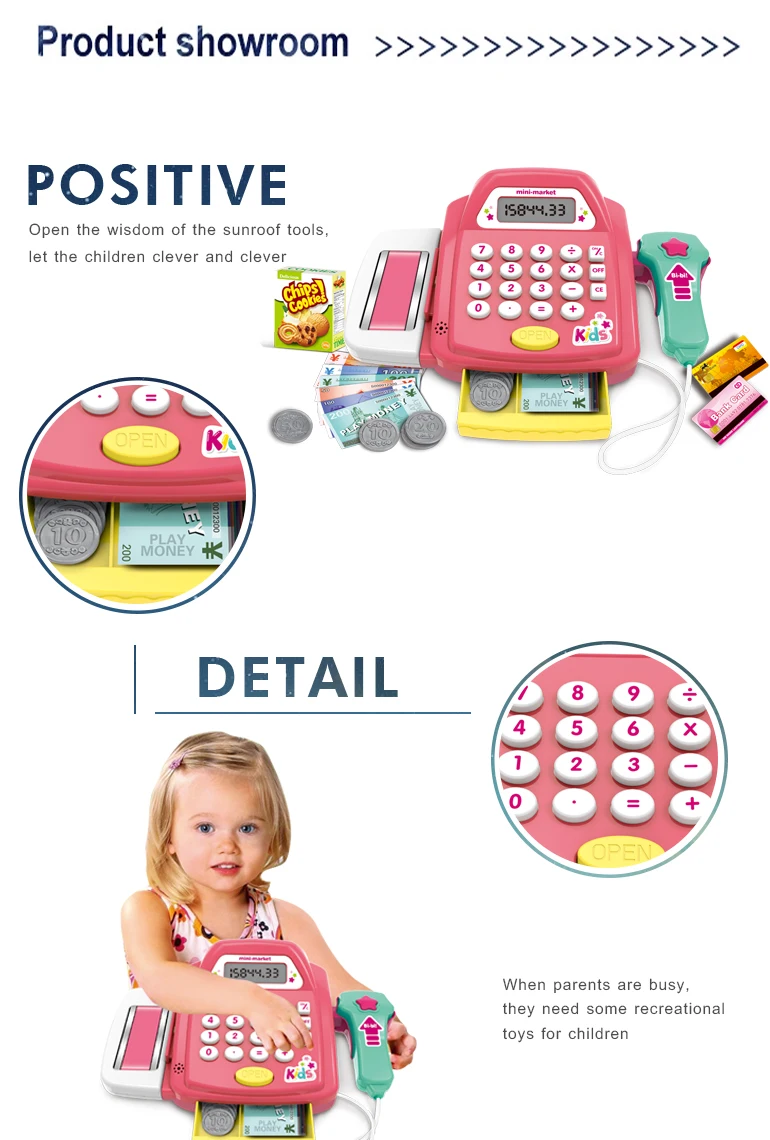 Supermarket Cashier Light Toys Shop Counter Design Toy Cash Registers