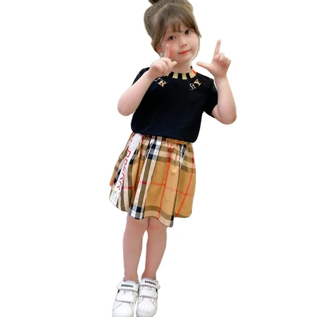 

2021 hot-selling senior designer custom fashion summer boutique beautiful child skirt clothing suit set baby girl child clothes, Blue