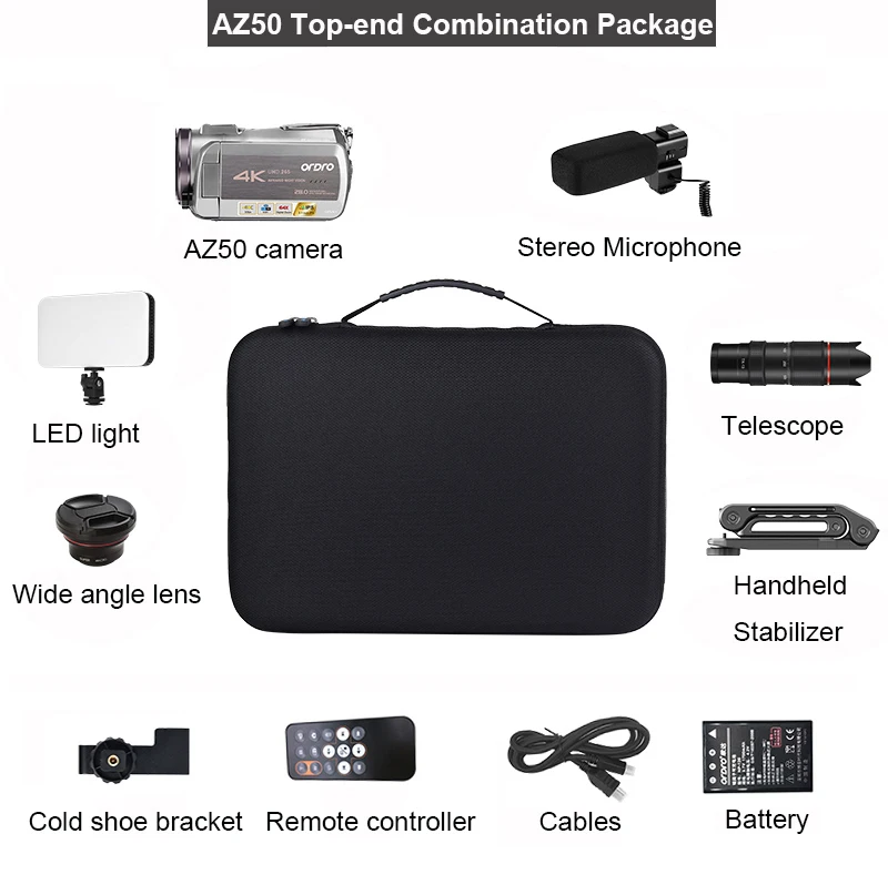 
ORDRO AZ50 Professional 4K Camcorder UHD 1/2.3 Inch Sensor HEVC Digital Vlog Video Camera 
