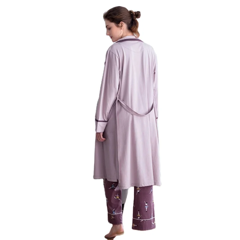 

Warmer Winter Long Sleeve Robe Pajamas 3 Set Home Cothes Woman Night Sexy Sleepwear Ladies Cami Set Sleepwear
