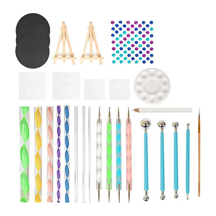 

2021 Mandala Dotting Tools 40Pcs Acrylic Dot Pen Stamp Brush Painting Set Tool