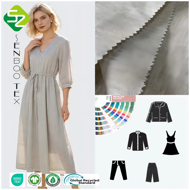 Organic Linen/Cotton Fabric OEKO-TEX Certified Anti-Bacteria UV Protection Sofa Curtains Blouses Garment 210gsm Woven Wholesale