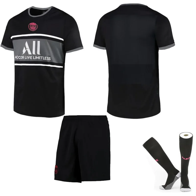 

2122 Paris Away Black Football Jersey Maillot De Foot Football Soccer Wear Uniform Set Supplier