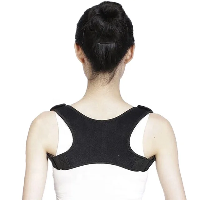 

amazon top seller 2019 lumbar support full back posture corrector with aluminium support strip, Black