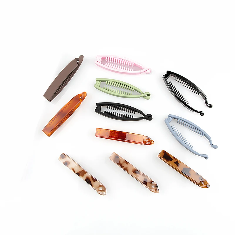 

Straight Hairpin Pinzas Parar El Cabello Hair Claw Clips 8cm Curved Banana Hair Clamp Clips Wholesale Fashion Shark Hair Claws