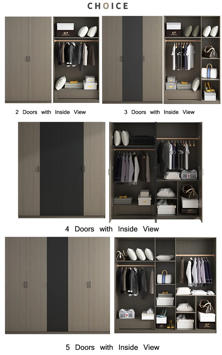 New Design Low Price MDF Double Color Wardrobe Design Furniture Bedroom