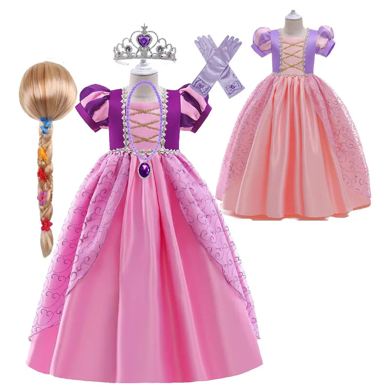 

ecowalson Tangled Princess Costume for Girls Short Sleeve Sequined Mesh Ball Gown Kid Exquisite Rapunzel Party Dress Christmas, Kids princess dress
